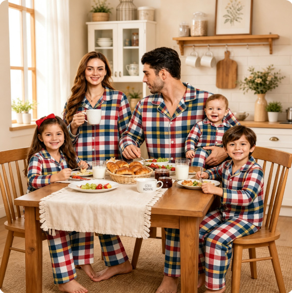Family Pajama Set in Checkered Pattern