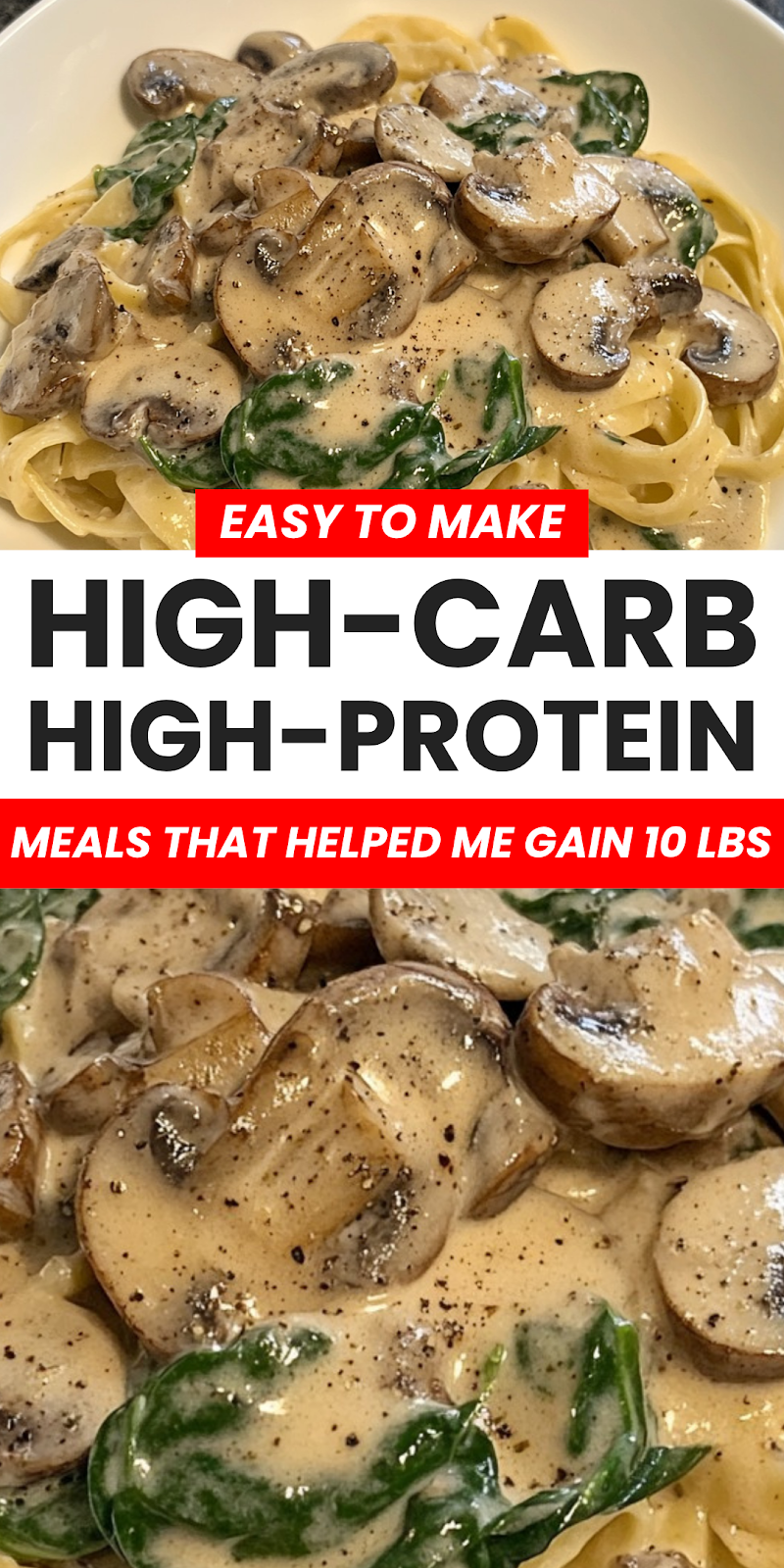 Fettuccine with Creamy Mushroom and Spinach Sauce