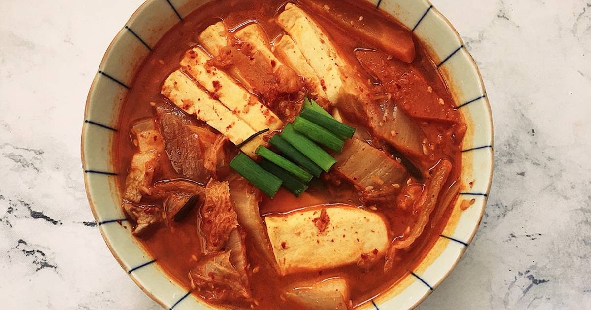 Canh kim chi đậu phụ