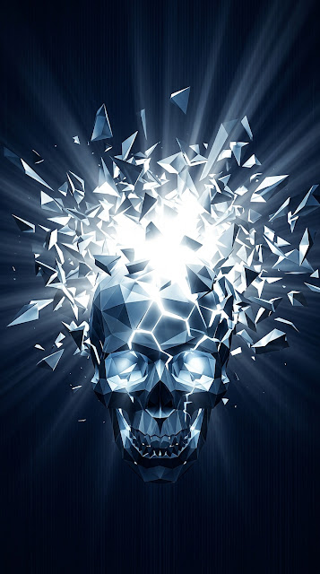 Abstract Geometric Shattered Skull 3D Render - Free mobile Wallpaper