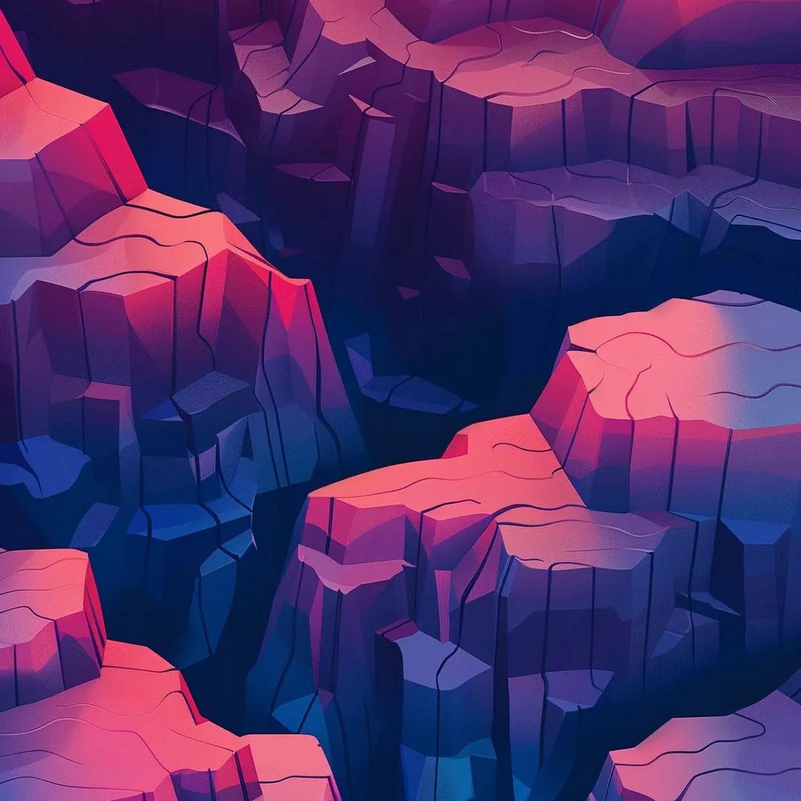 Download Canyon, Low Poly, Landscape, Gradient Full HD iPhone
