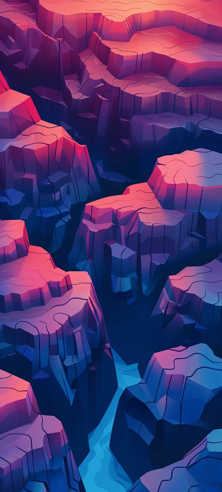 Canyon, Low Poly, Landscape, Gradient Full HD iPhone Wallpaper Background (1080x2391)