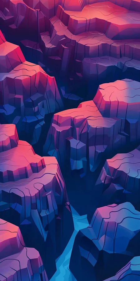 Canyon, Low Poly, Landscape, Gradient Full HD iPhone Phone Wallpaper