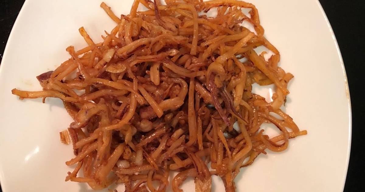 Mực khô xào mắm tỏi