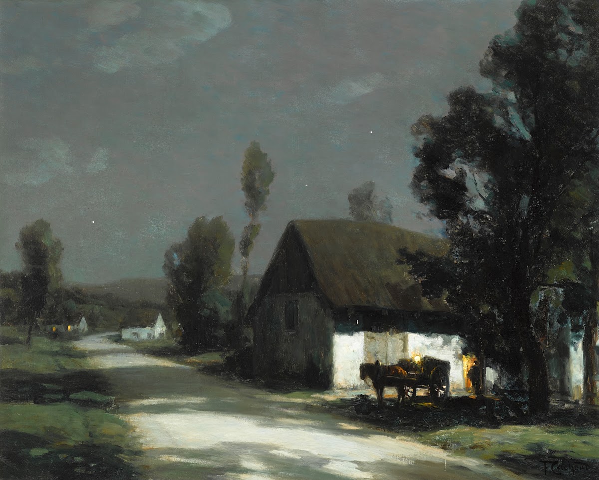 A Village Road In The Moonlight