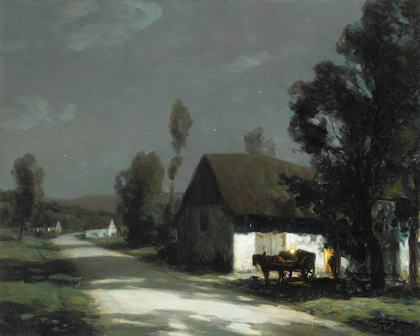 A Village Road In The Moonlight