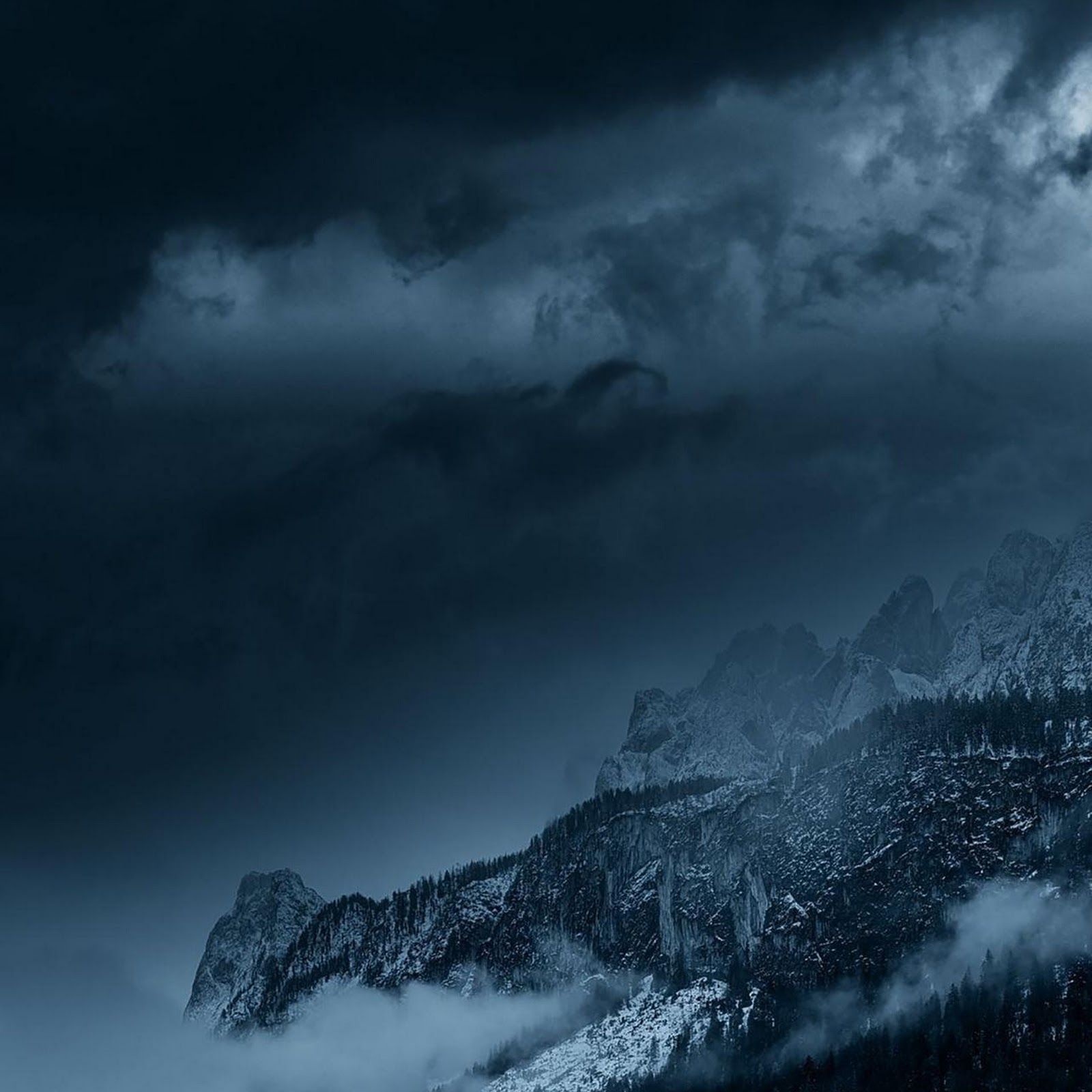 Download Moody Dark Blue Mountain Landscape Full HD iPhone