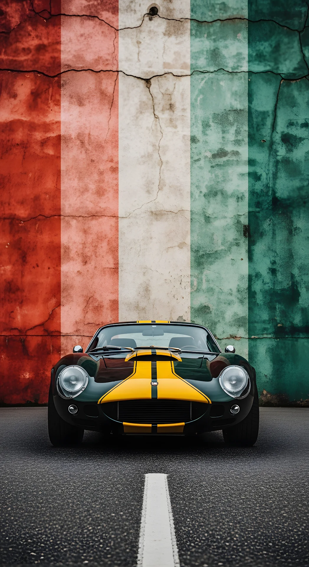 Front View Classic Sports Car on Road Vertical Poster - Free 4K mobile Wallpaper