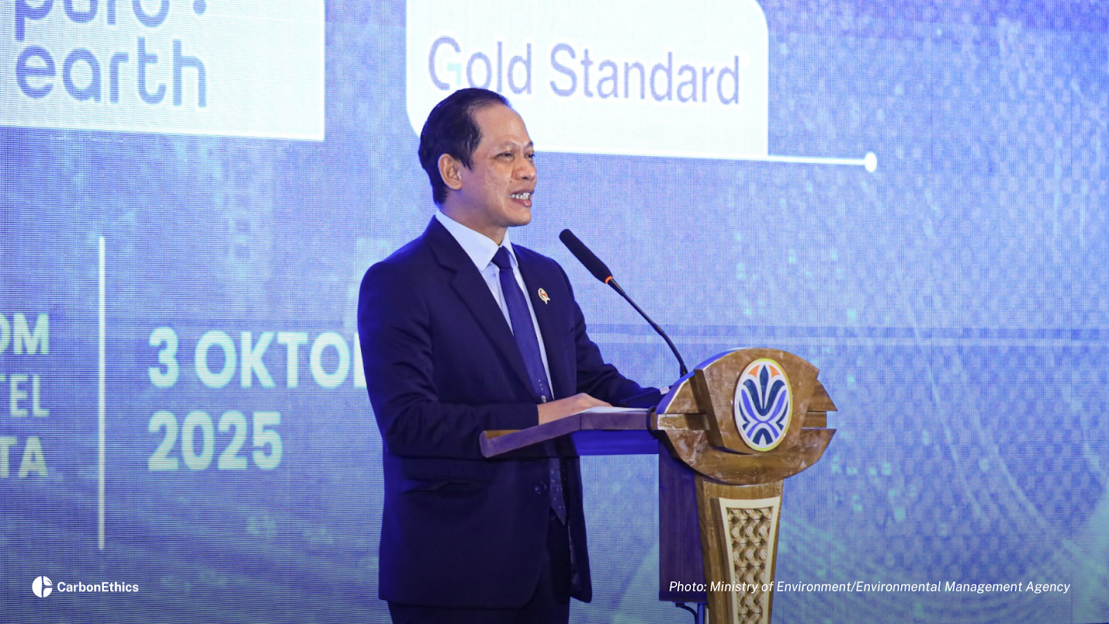 Minister of Environment of Indonesia, Hanif Faisol Nurofiq delivered opening remarks at Indonesia-Verra MRA signing event