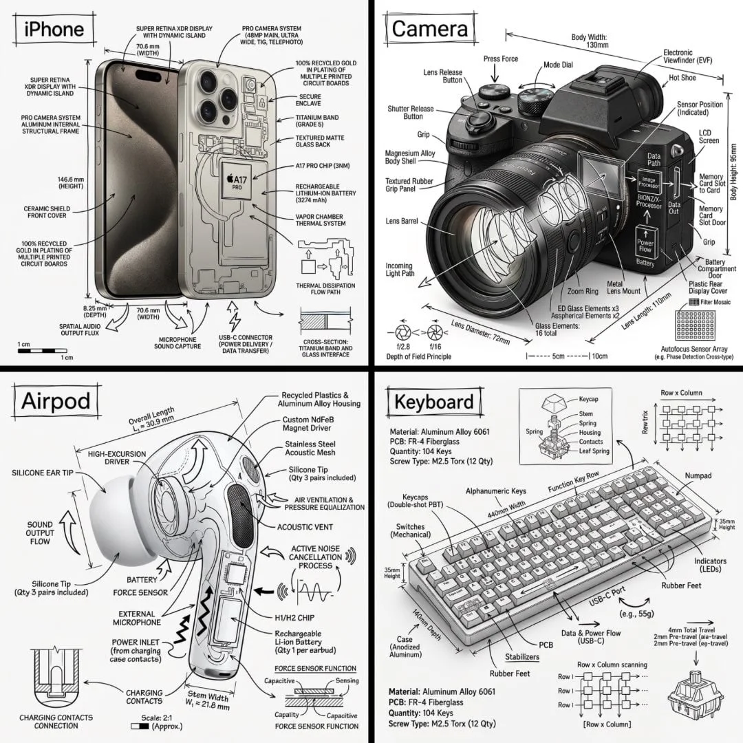 Crea una imagen infográfica de [OBJECT], combinando una fotografía realista o una representación fotorrealista del objeto...