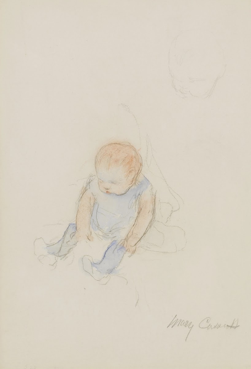 Baby in Blue Dress with Red Hair