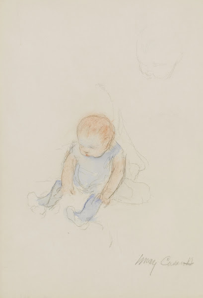 Baby in Blue Dress with Red Hair