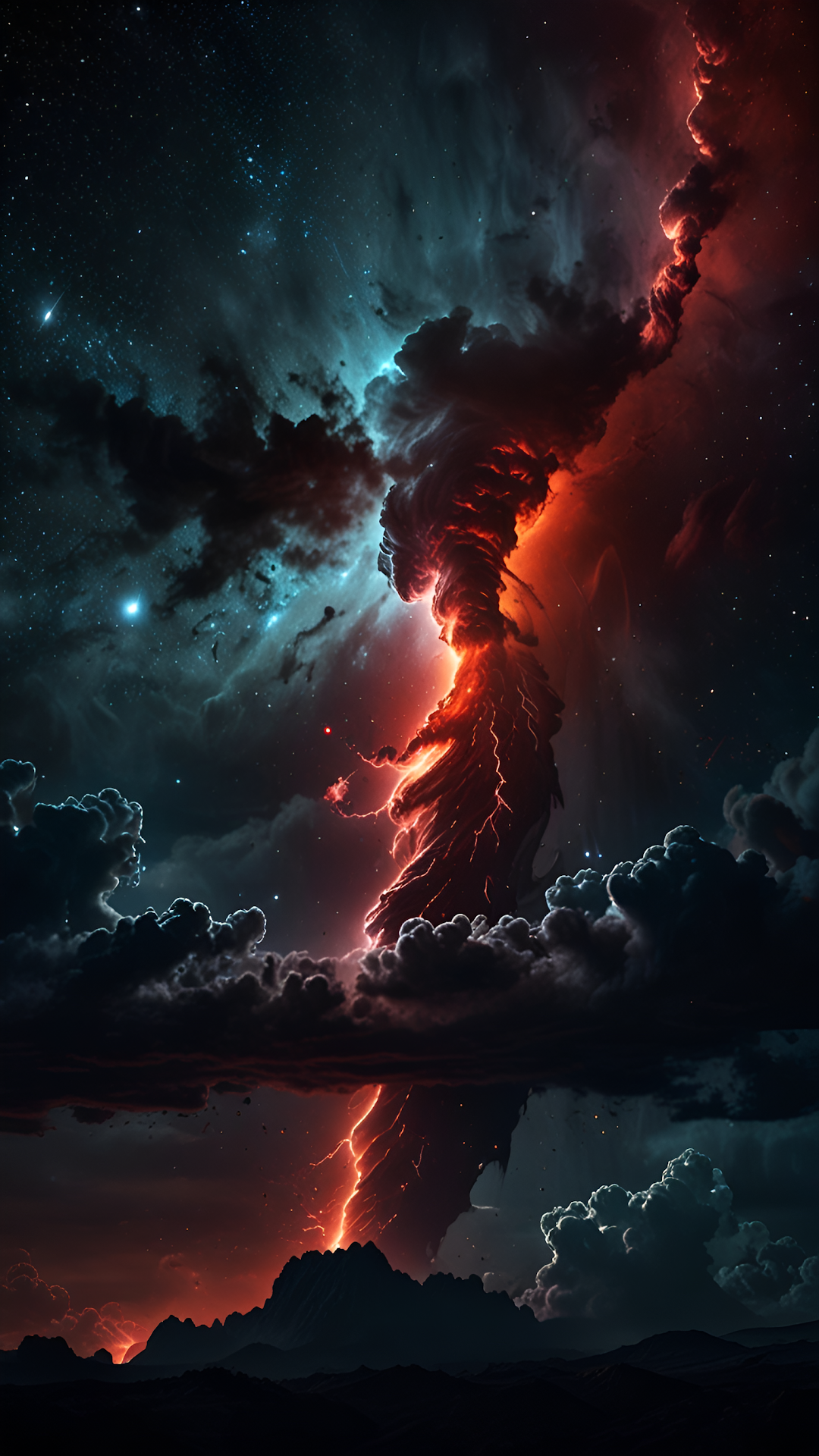 Cosmic Volcanic Storm Nebula Fantasy Art - Free 4K mobile Wallpaper