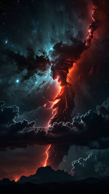 Cosmic Volcanic Storm Nebula Fantasy Art - Free mobile Wallpaper