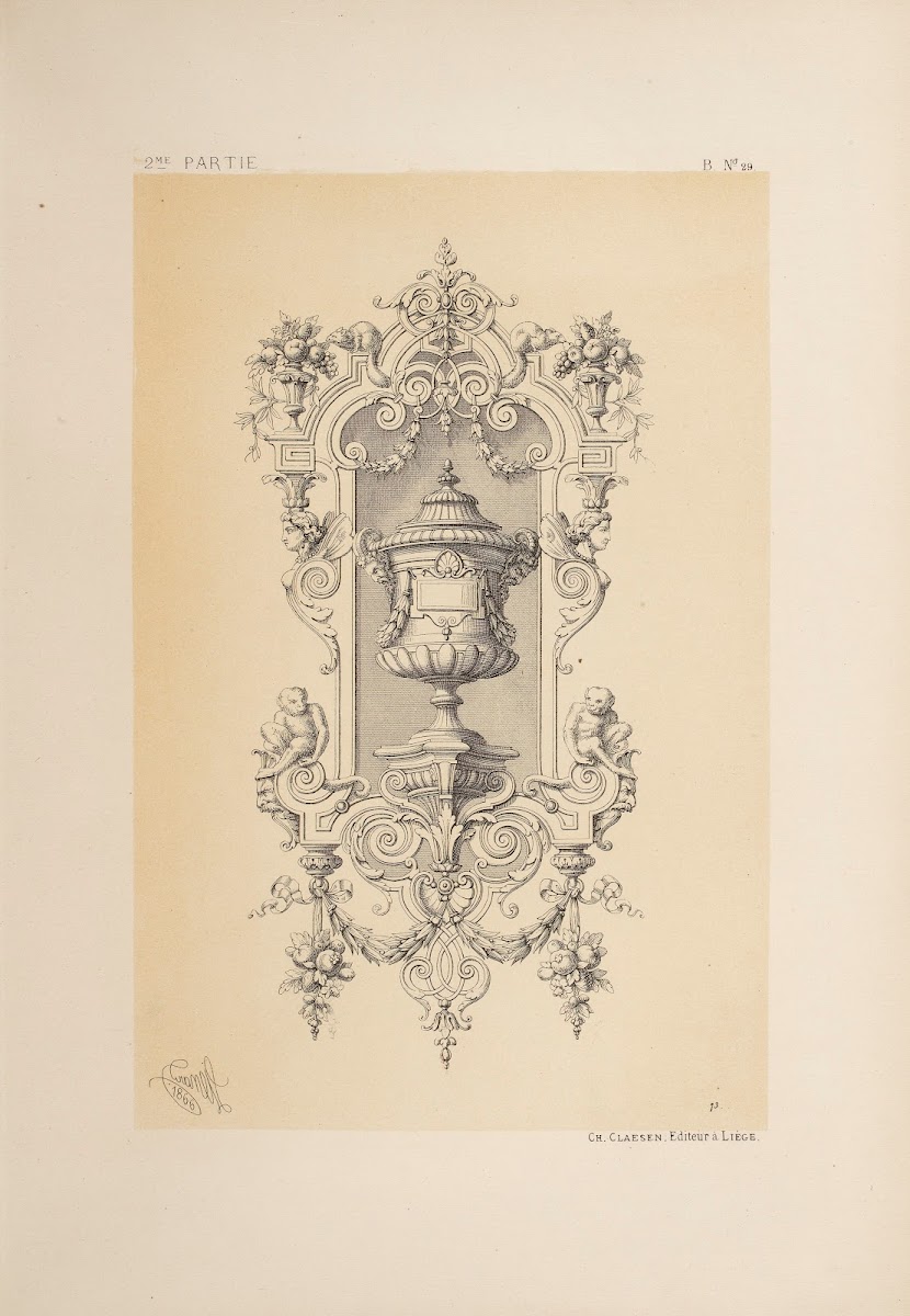 Cadre De Miroir Et Vase ManièRe De Marot 1866