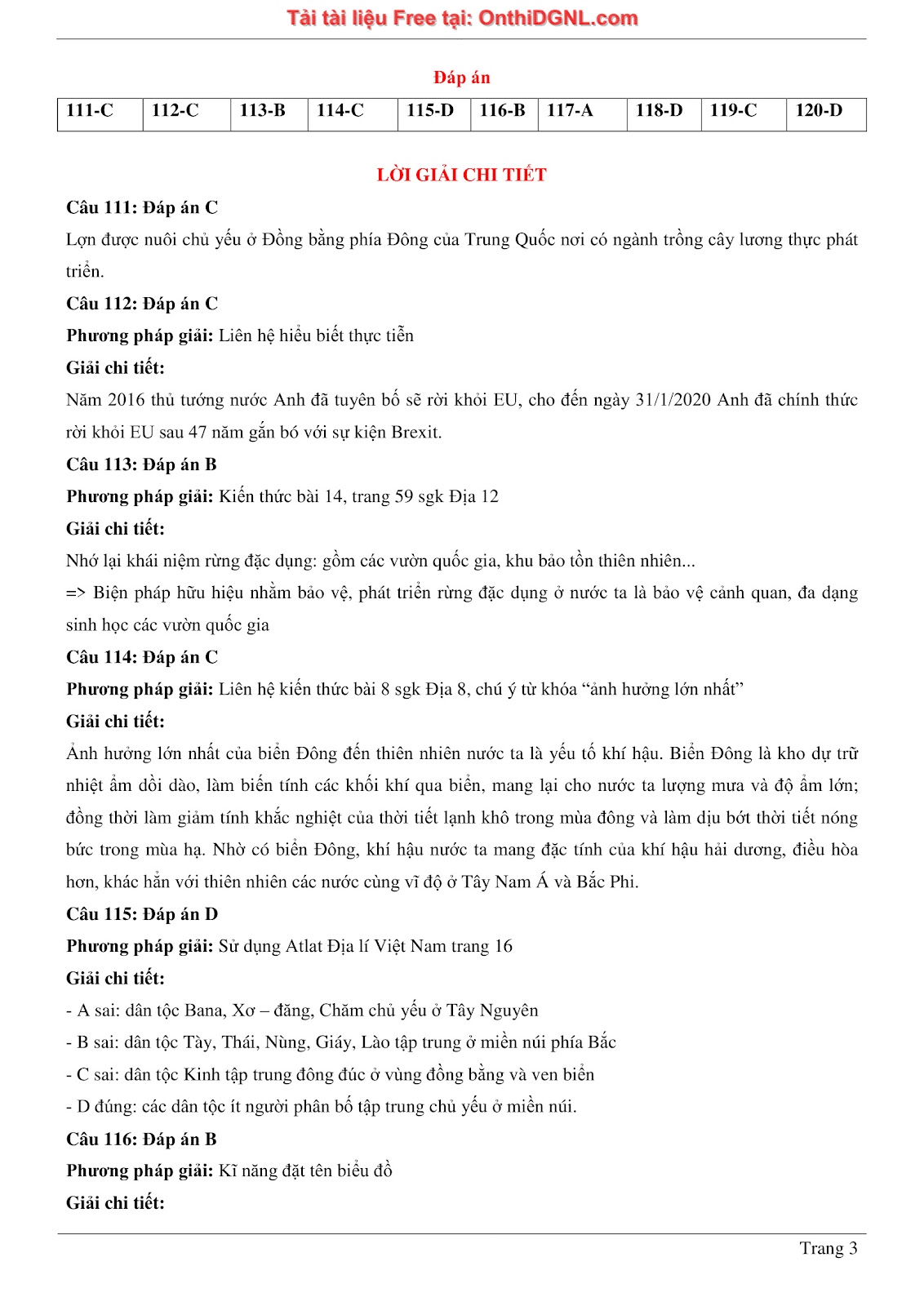 150bài tập môn Địa Lý - Ôn thi ĐGNL ĐHQG TP hà nội Phần 6