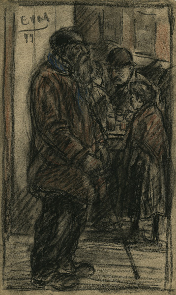 Een oude bedelaar in een havenkroeg 1899
