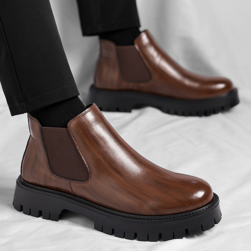 Men's Chelsea boots, ankle-high, slip-resistant, synthetic leather