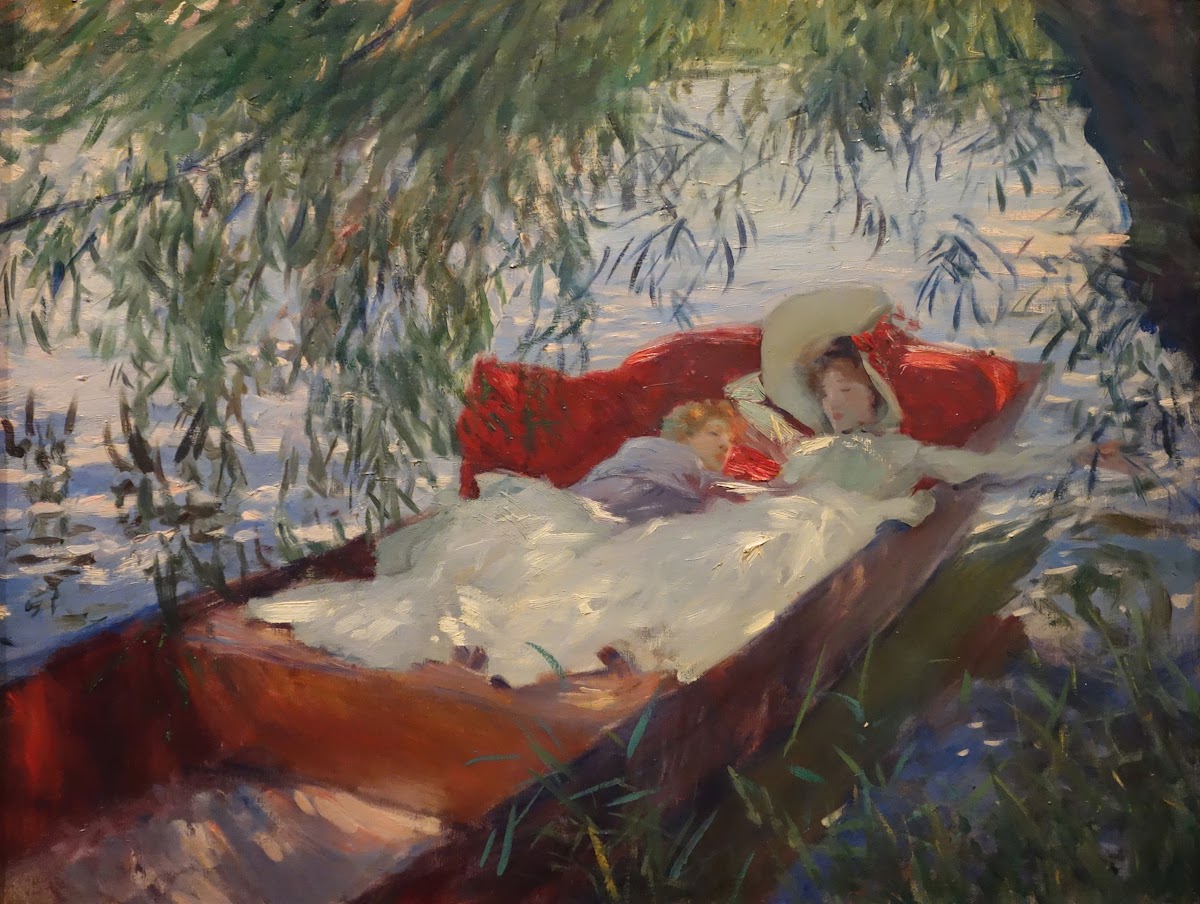 Lady and Child Asleep in a Punt under the Willows 1887