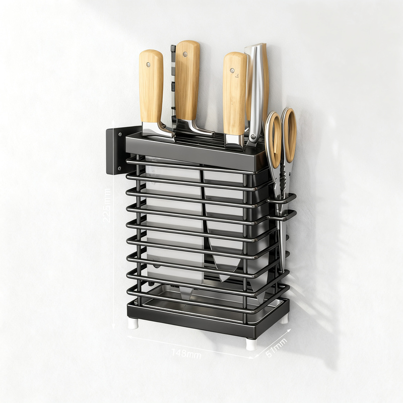 Stainless steel knife block and cutlery holder