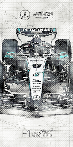 Formula One, Mercedes F1, Racing Car, Blueprint 2K Wallpaper Background