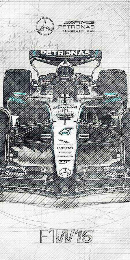 Formula One, Mercedes F1, Racing Car, Blueprint 2K Phone Wallpaper