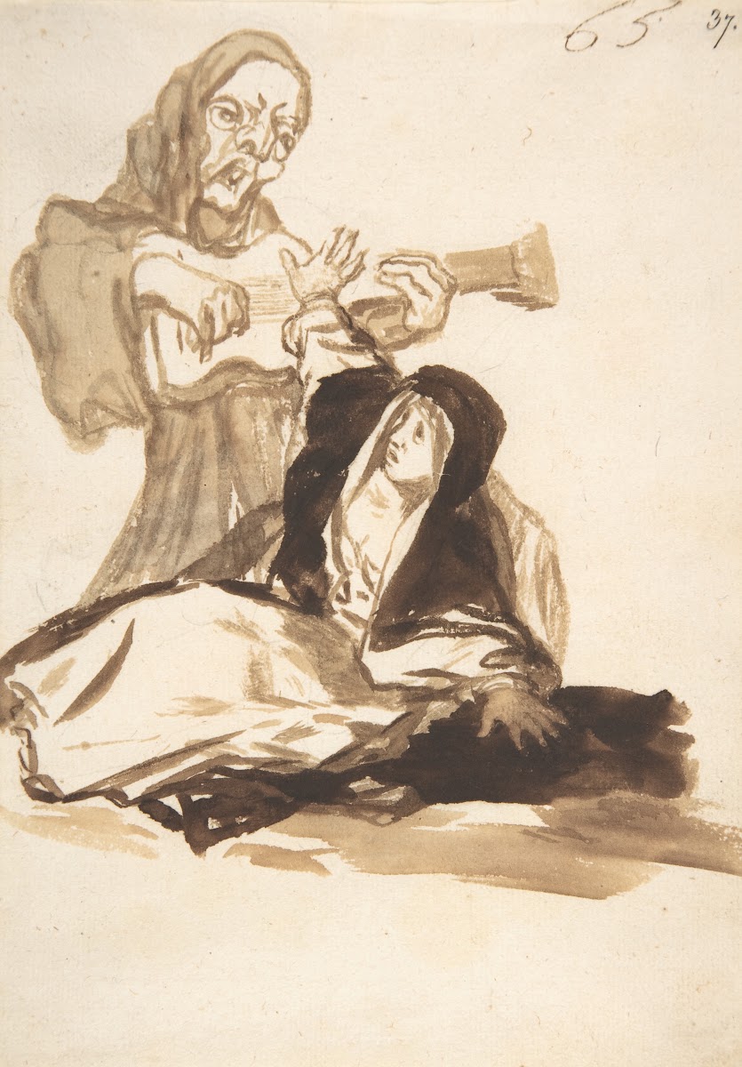 A nun frightened by a ghost playing a guitar ca 181220