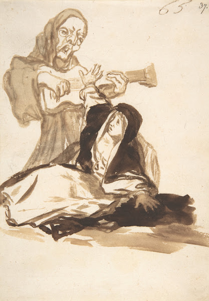 A nun frightened by a ghost playing a guitar ca 181220