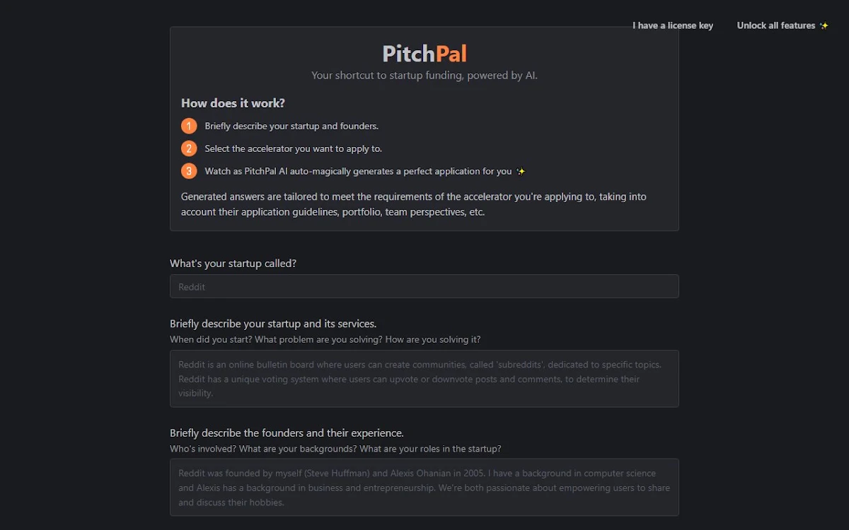 Captura de PitchPal