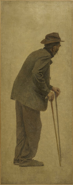 La Bouchée de pain vieil homme sappuyant sur des cannes 1904