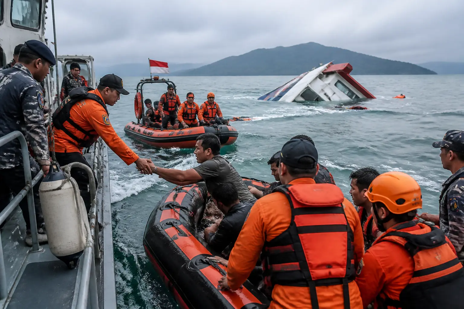 Editorial image for Indonesian ferry disaster leaves 130 missing and six dead