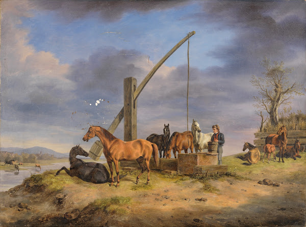 Pferde an der Tränke 1836