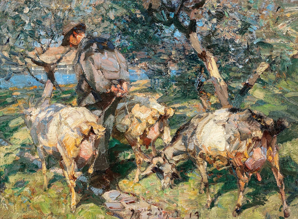Shepherd with Goats on the Way to the Water 1913