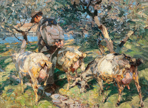Shepherd with Goats on the Way to the Water 1913