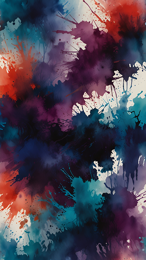 Vibrant Abstract Paint Splatter in Deep Blues and Reds