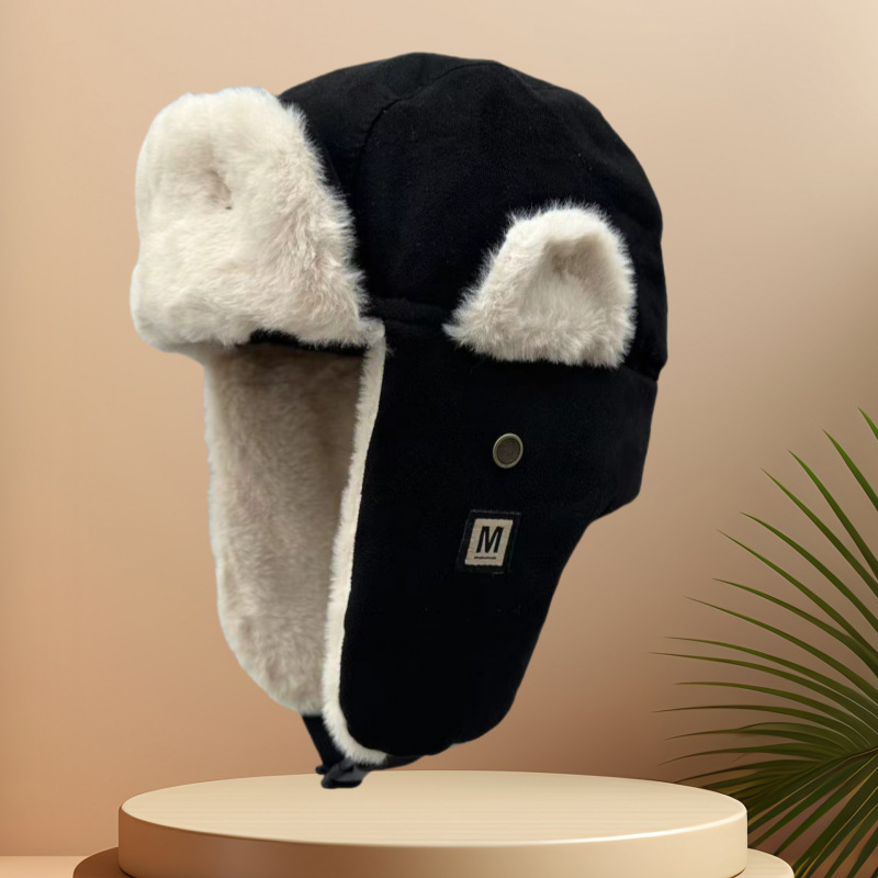 Plush set with hat, scarf, and gloves, women's, winter