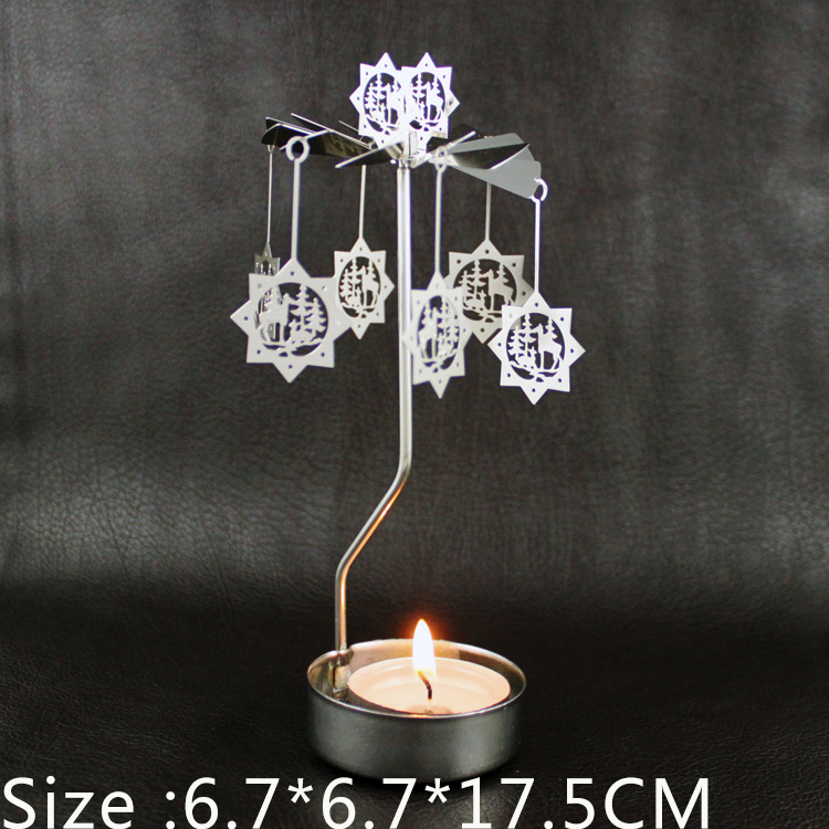 Rotating Metal Candle Holder, 6.7x6.7x17.5 cm