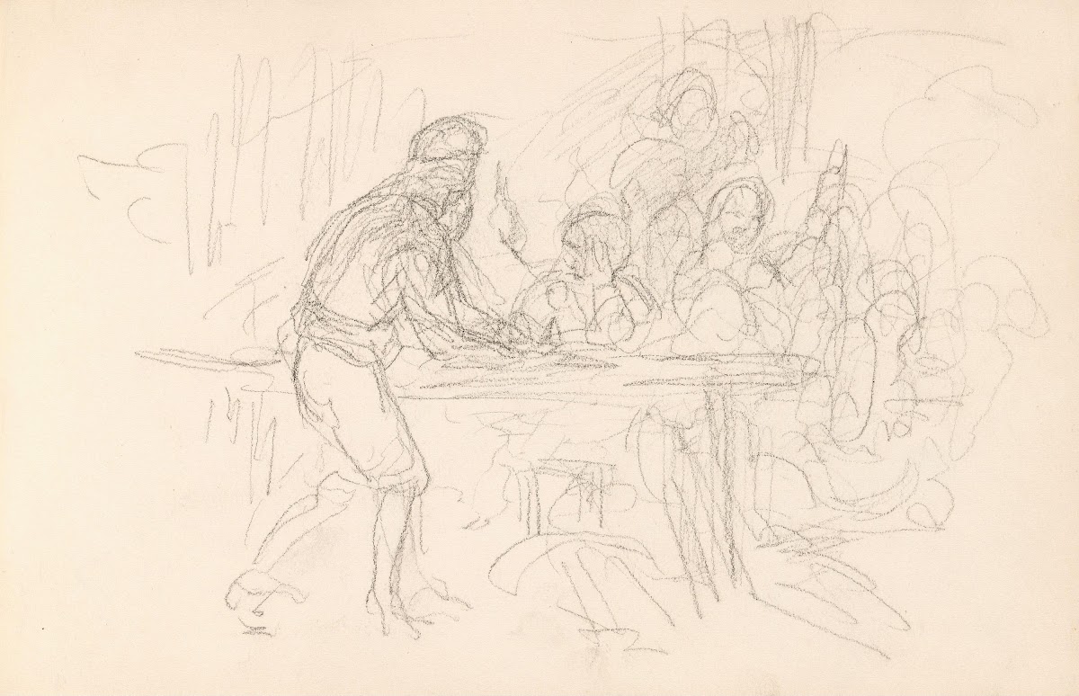 Riss av figurscene 1860