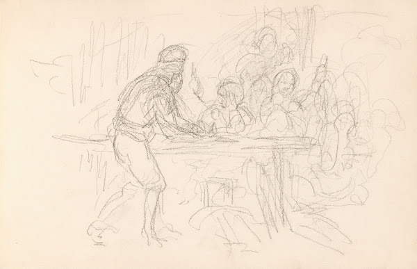 Riss av figurscene 1860