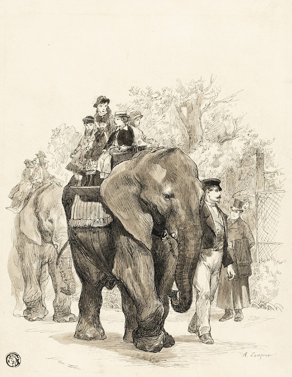 Elephant with Riders in Jardin des Plantes Paris