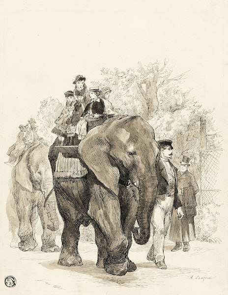 Elephant with Riders in Jardin des Plantes Paris
