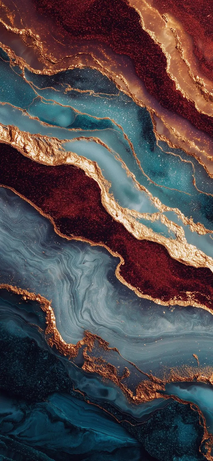 Abstract Gold And Blue Marble - Digital Fluid Art Full HD iPhone Wallpaper (1211x2621)