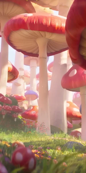 Mushroom Forest, Fantasy Landscape, Toadstool, Fungi 4K Wallpaper Background