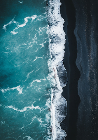 Black Sand Beach Wave Aerial