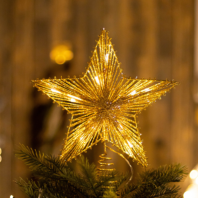 Illuminated Christmas tree topper star made of iron
