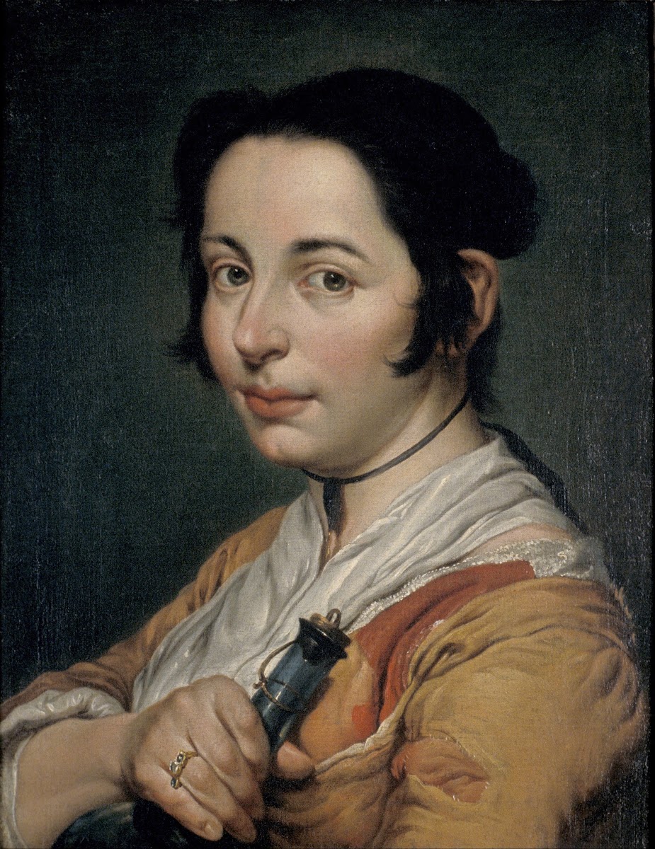 Young Peasant Woman Holding a Wine Flask 1737 1738