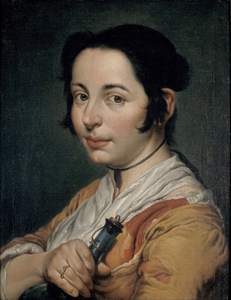 Young Peasant Woman Holding a Wine Flask 1737 1738