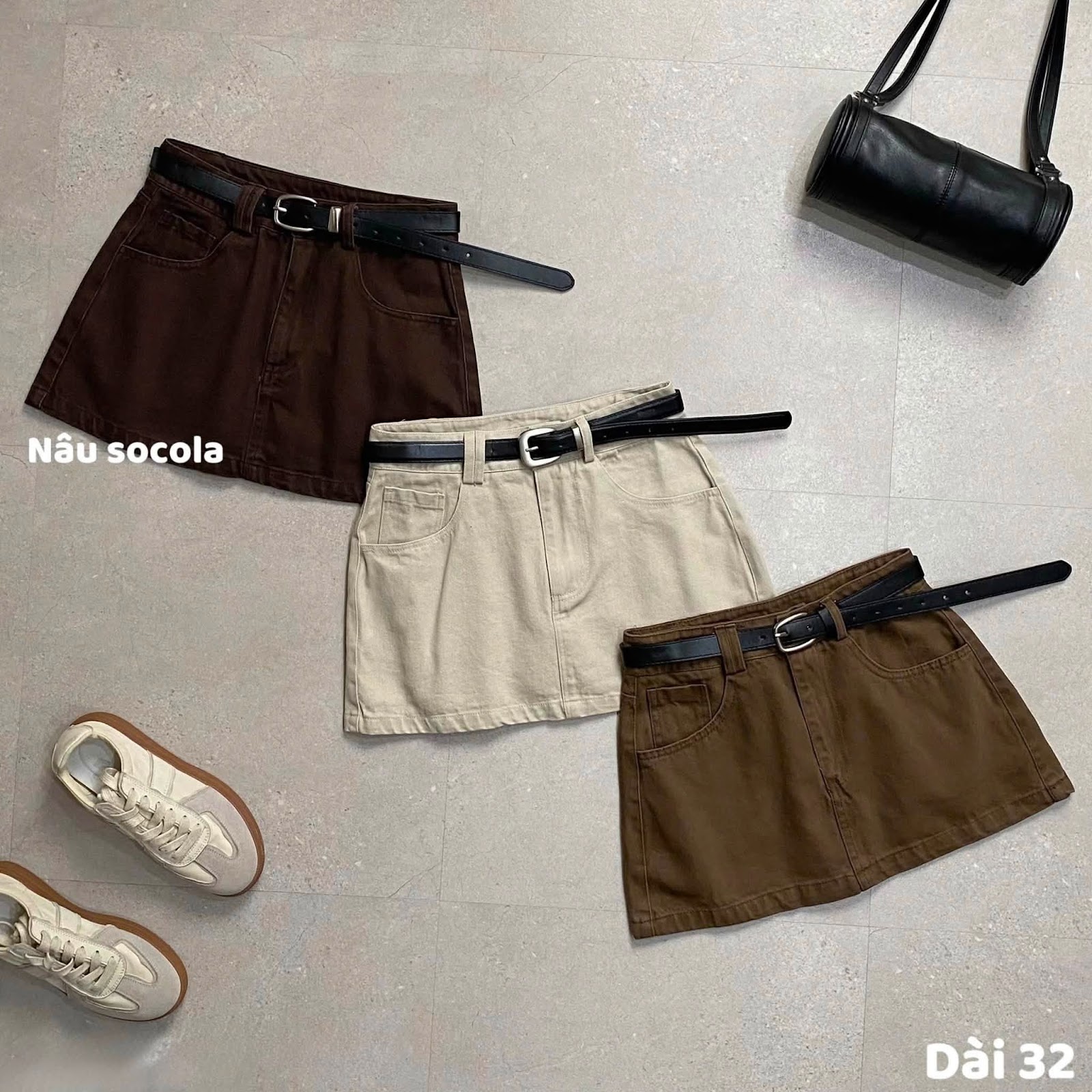 Chân váy kaki ngắn chữ A kèm nịt XONXEN SHOP 987