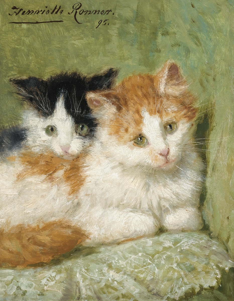 Two Kittens Sitting On A Cushion 1895
