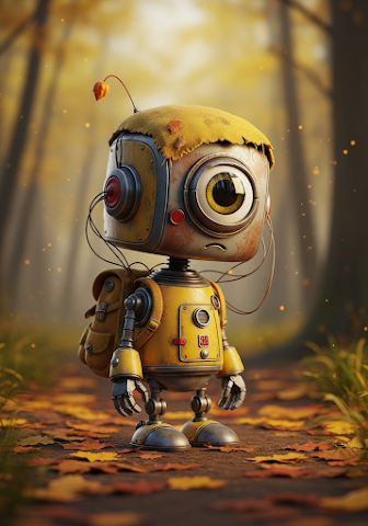 Cute Rusty Forest Robot